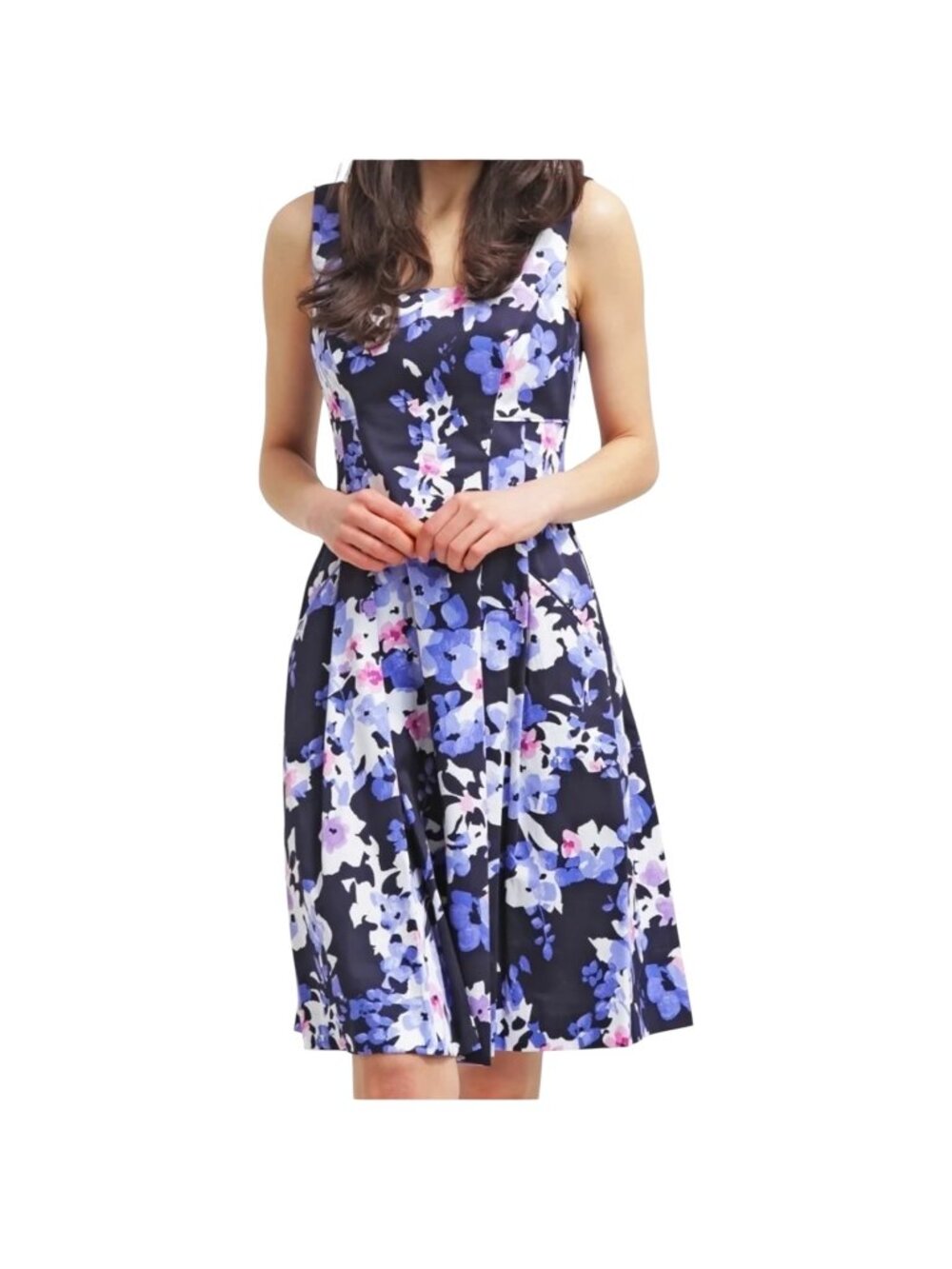 Lauren Ralph Lauren Women's Navy Floral Fit & Flare Dress, Sleeveless Size 12 - Picture 1 of 12